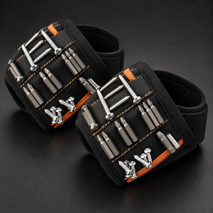 Dos brazaletes magnéticos MagniPro ToolBand con tornillos y brocas